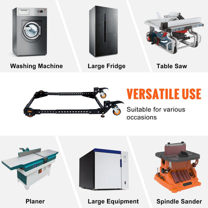 Mobil bas, 280 kg viktkapacitet, justerbar från 30 x 30 cm till 90 x 90 cm, kraftigt universellt mobilt basstativ med svängbara hjul, för träbearbetningsutrustning, bandsåg, elverktyg, maskiner