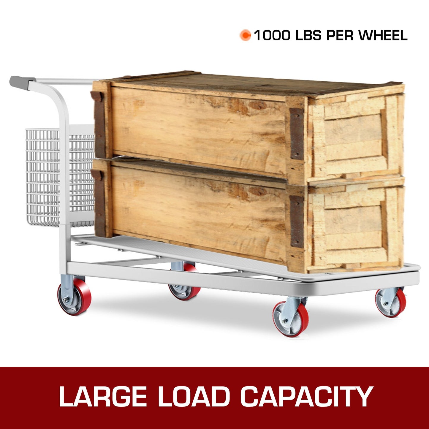 4 Pack 15.24 x 5.08 cm Caster Wheels 2 Rigid and 2 Swivel Casters with Side Brake Polyurethane Iron Core Plate 453.59 kg Capacity Per Wheel