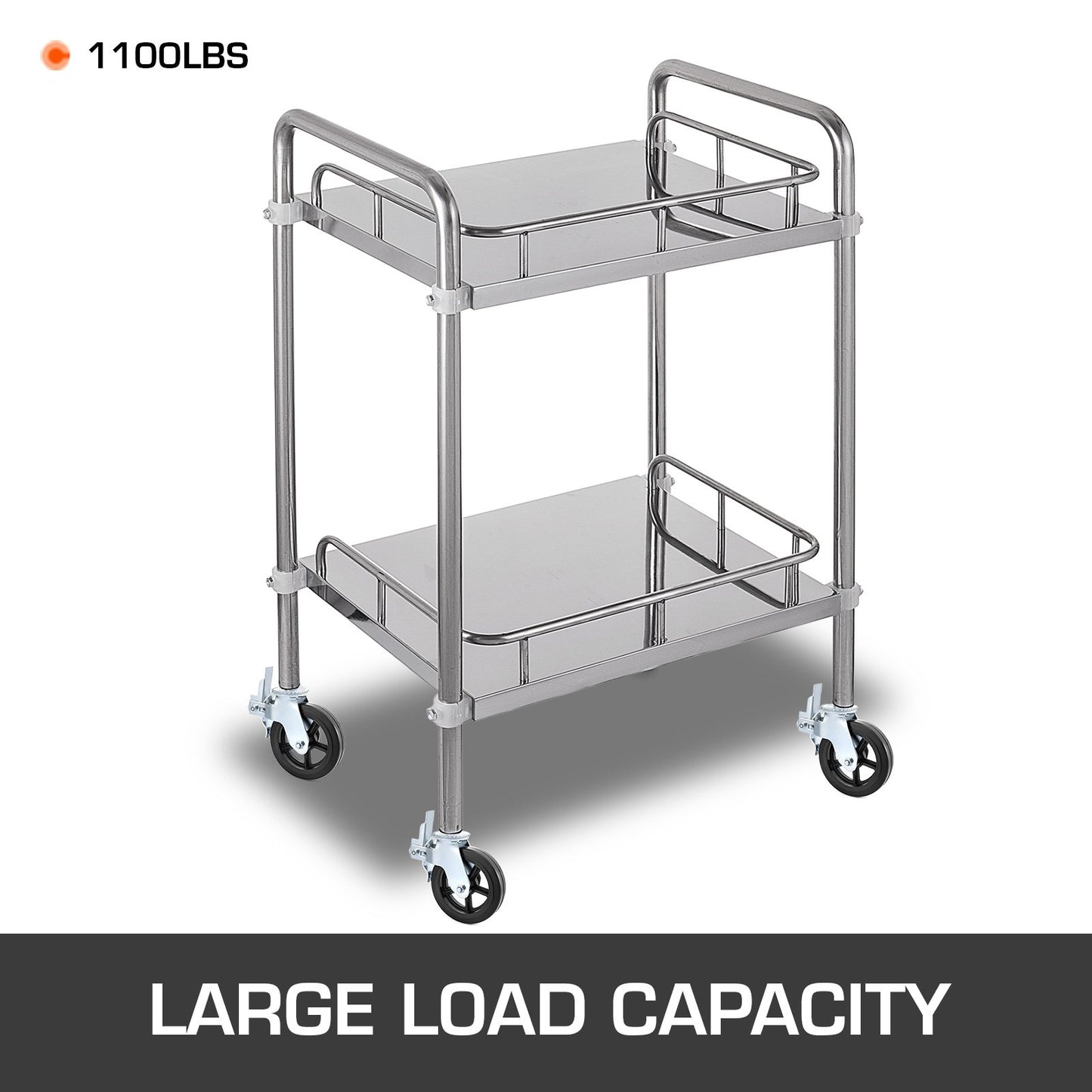 4-pack 8-tums polyuretan-svänghjul med järnkärna och dubbel låsbroms, justerbara ben, 1100 kg kapacitet per hjul