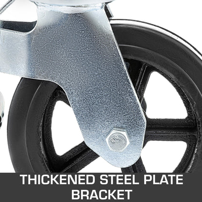 4-pack 8-tums polyuretan-svänghjul med järnkärna och dubbel låsbroms, justerbara ben, 1100 kg kapacitet per hjul