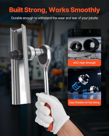 Sats med knockout-stans, 12,7 till 50,8 mm SLUG-Buster spärrhake med knockout-funktion, spärrnyckel med knockout-stanssatser för aluminium, stål, glasfiber, plast, 6 formstorlekar, verktygssats med 40Cr-stål, KO