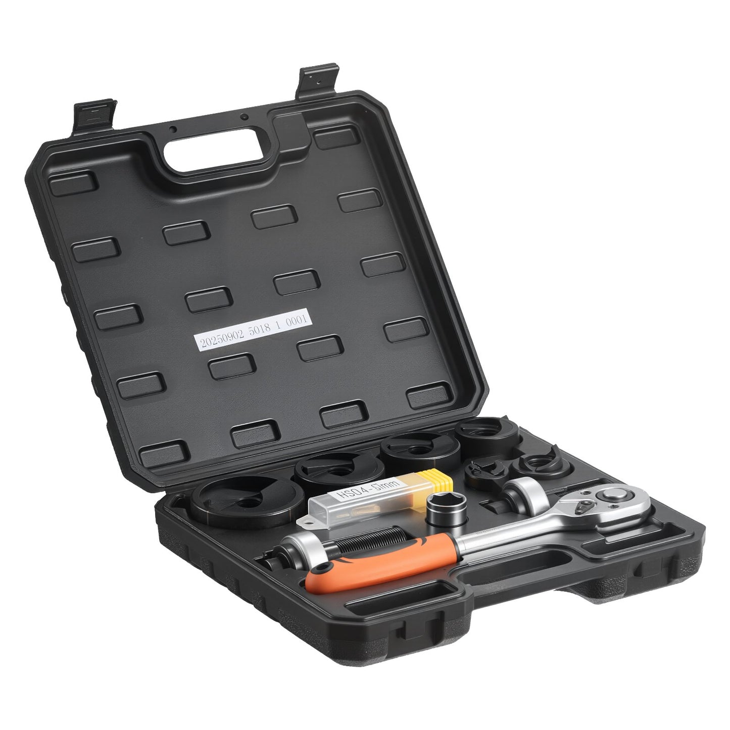 Sats med knockout-stans, 12,7 till 50,8 mm SLUG-Buster spärrhake med knockout-funktion, spärrnyckel med knockout-stanssatser för aluminium, stål, glasfiber, plast, 6 formstorlekar, verktygssats med 40Cr-stål, KO