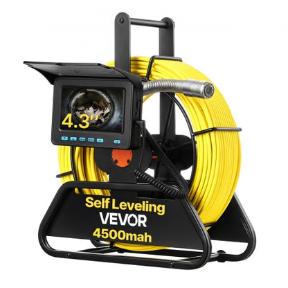 Sewer Camera, 50m, Self-Leveling Drain Inspection Camera with 1080P HD Screen, IP68 Waterproof Snake Plumbing Cameras with Lights - 12 LEDs & 16GB Card for Sewer Line Duct Pipe