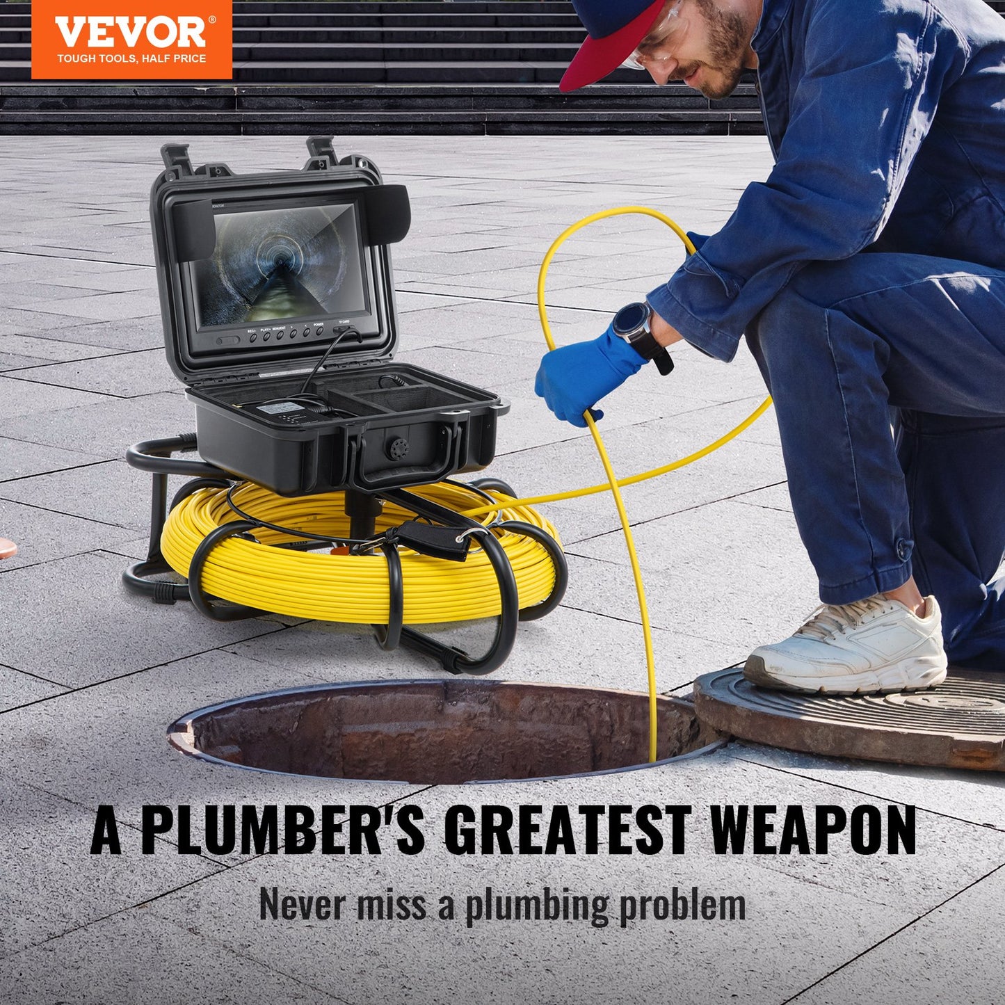 Sewer Camera Pipe Inspection Camera 22.9 cm 720p Screen Pipe Camera 91.4m