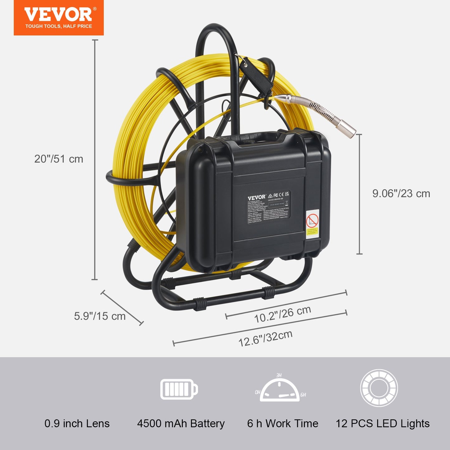 Sewer Camera Pipe Inspection Camera 22.9 cm 720p Screen Pipe Camera 70.1m