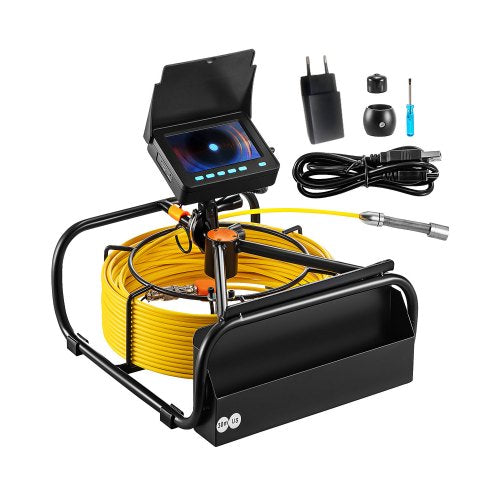 Sewer Camera, 98 ft/30 m, 4.3-inch Drain Inspection Camera with Lights - 6 Adjustable LED, 16GB Card, 3X Zoom & 8500mAh High-Capacity Battery, IP68 Waterproof Plumbing Camera for Sewer Duct Pipe