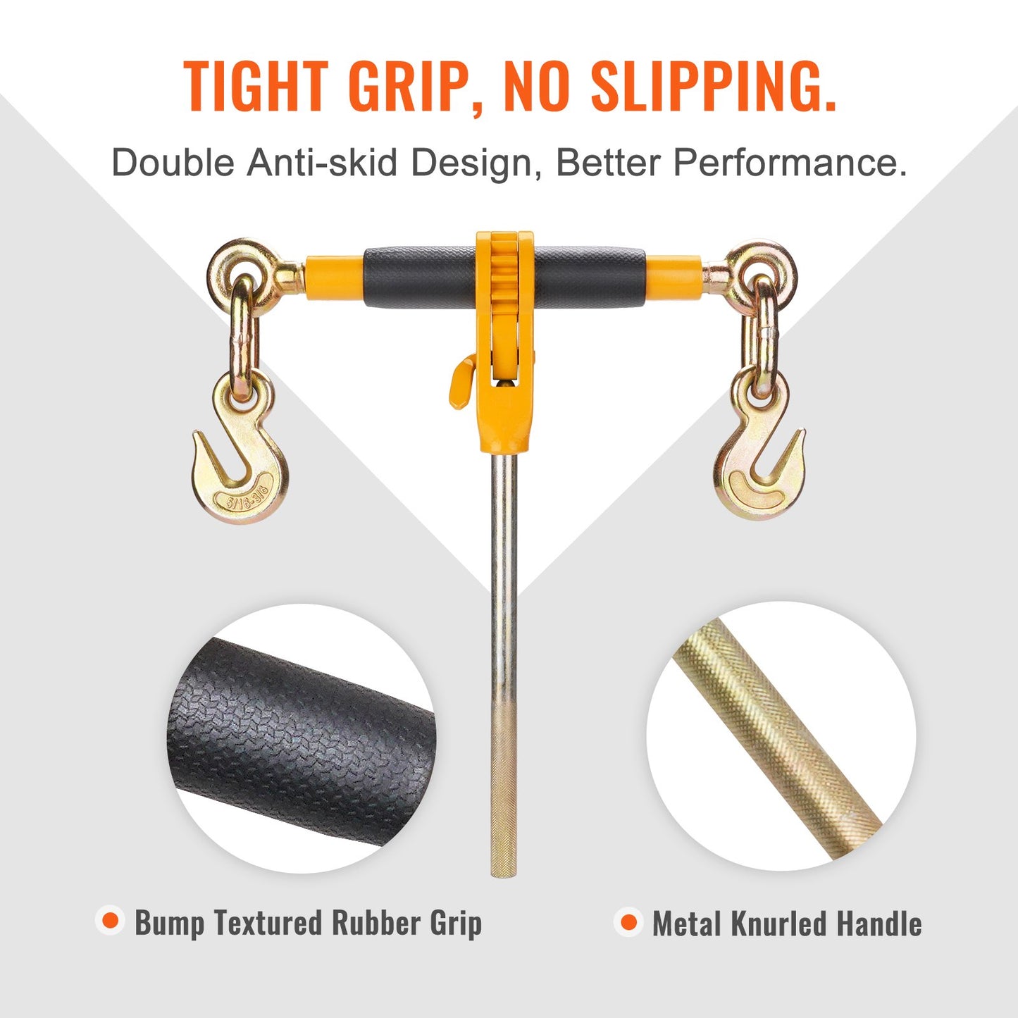 Spärrkedjebindare, 3/8"-1/2" kraftiga lastbindare, med G80-krokar, 12000 lbs säker lastgräns, arbetsbesparande halkfria handtag, fastsurrningskedjebindare för flaklastbilar, 4 st.