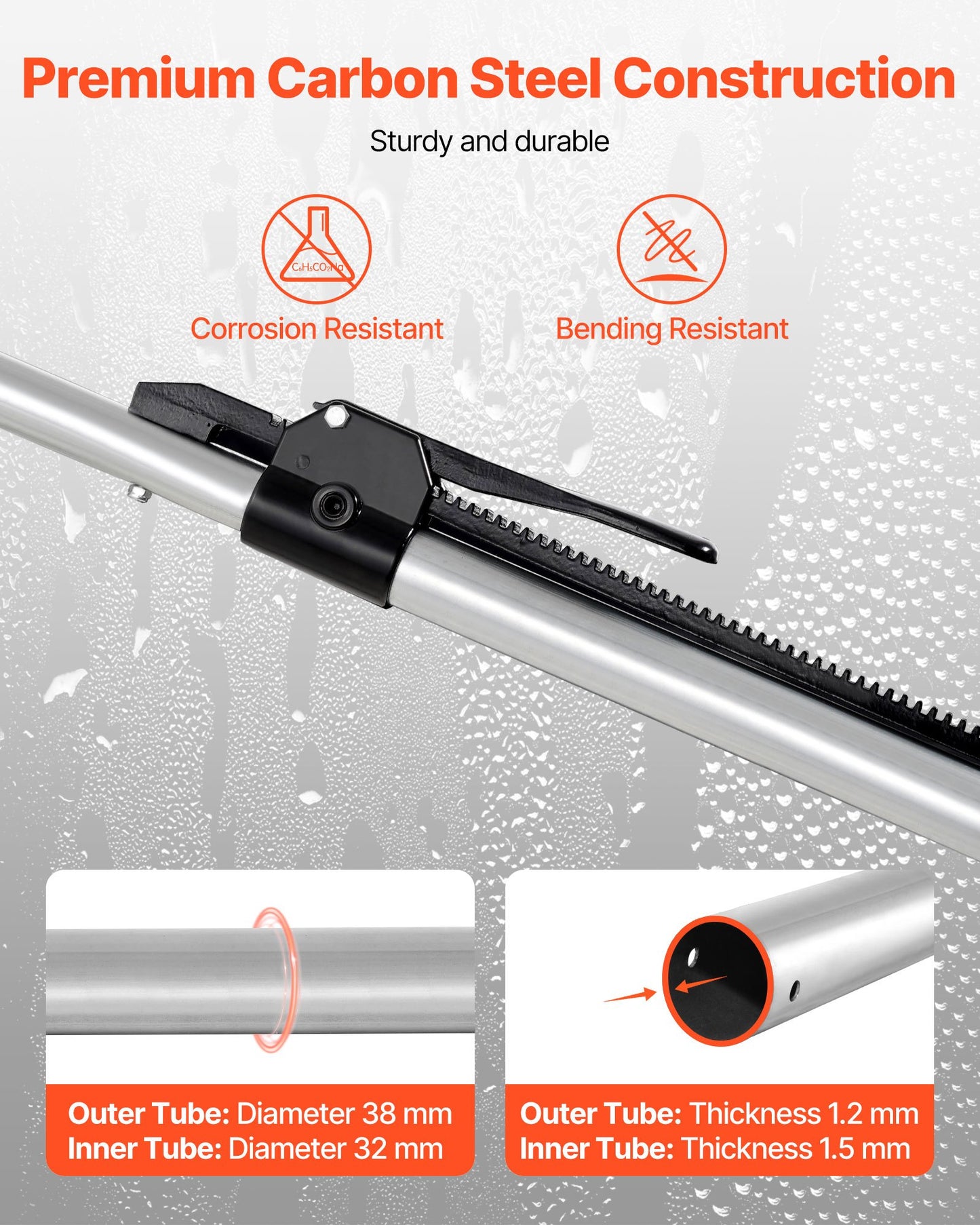 Cargo Bar, Ratcheting Cargo Bar Adjustable from 1499mm to 1854mm, Heavy-duty Steel Cargos Stabilizer with Non-Slip Foot Pads, Telescoping Load Lock Bars for Pickup Truck