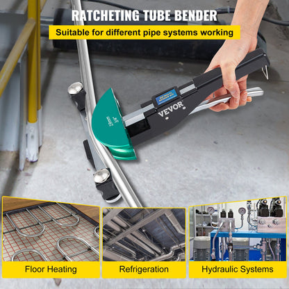 Kopparrörsbockare, 7 färgglada matriser 1/4-7/8 tum 90 graders fram- och bakbockning, 6-22 mm för koppar- och aluminiumrör med omvänd böjningsanordning