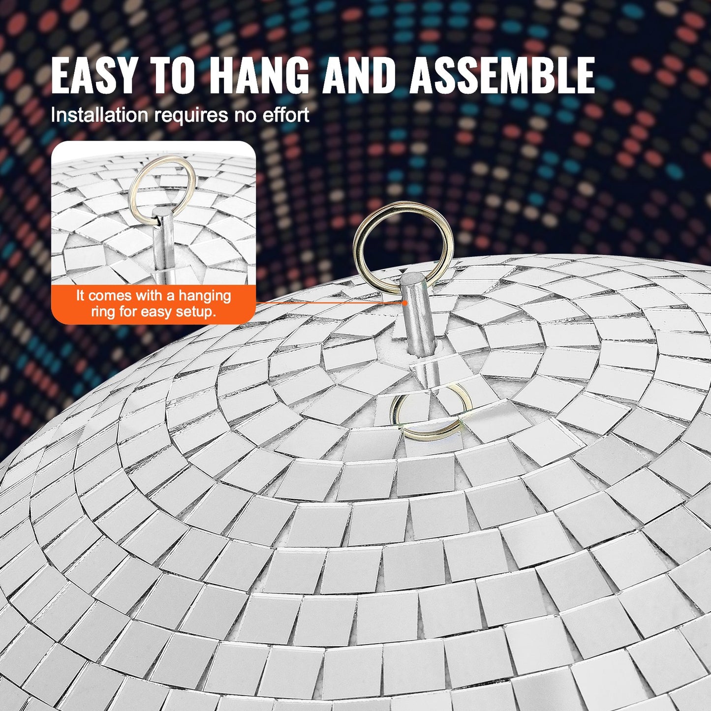 Spegeldiscokula, 12 tums spegelkula med upphängningsring, blixtformad discokula festdekorationer, perfekt för DJ-klubb, scen, bröllop, födelsedag, jul, nyårsfirande