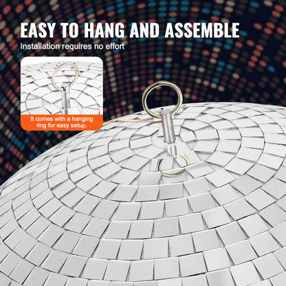 Spegeldiscokula, 12 tums spegelkula med upphängningsring, blixtformad discokula festdekorationer, perfekt för DJ-klubb, scen, bröllop, födelsedag, jul, nyårsfirande