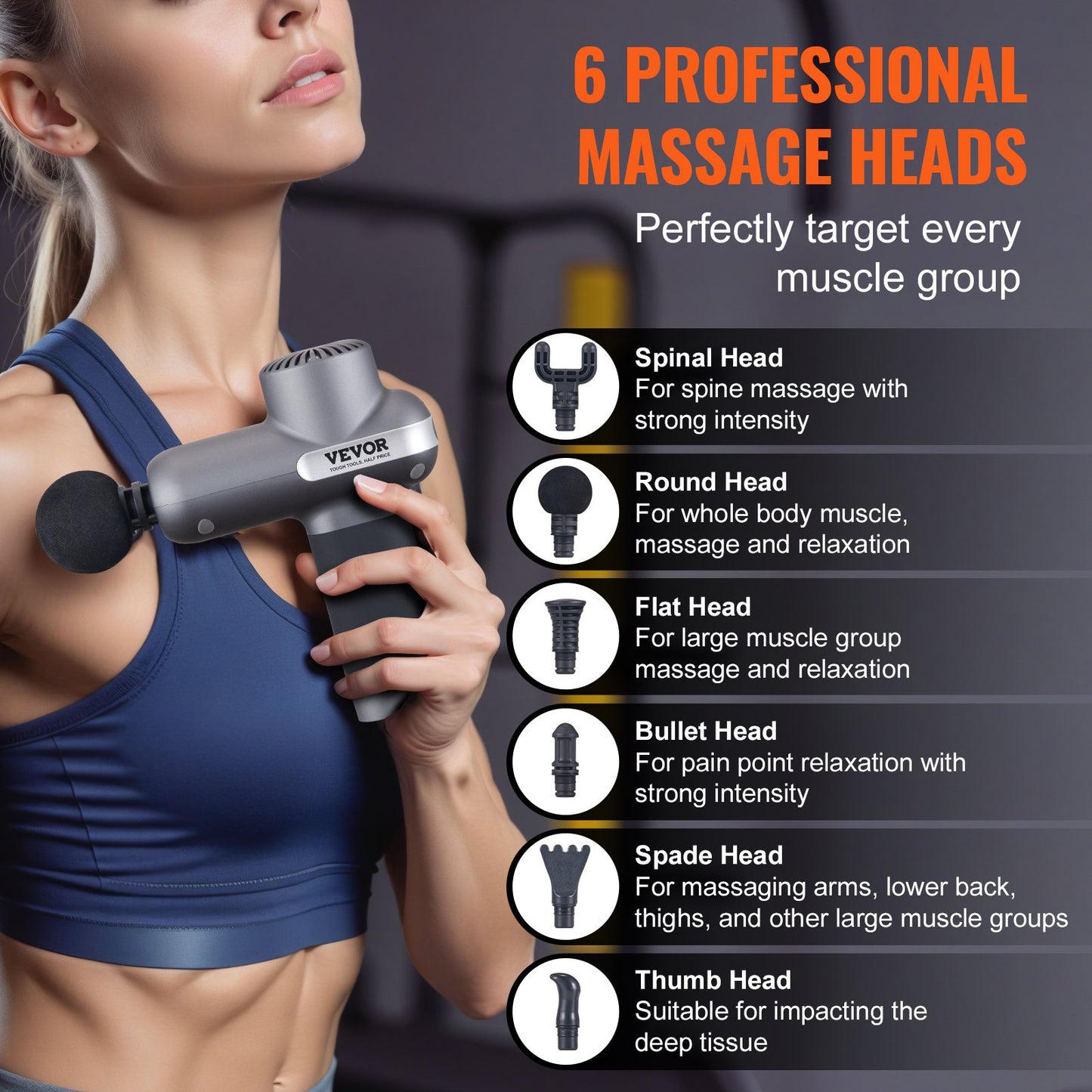 Mini Massage Gun, Percussion Muscle Massage Gun for Athletes - with 5 Speed Levels & 6 Massage Heads, 7.4V 2500mAh Batteries, Handheld Small Massage Gun for Pain Relief, Muscle Relaxation