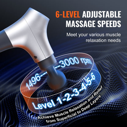 Massage Gun Deep Tissue, Percussion Muscle Massage Gun for Athletes - with 6 Speed Levels & 4 Massage Heads, 12V 2500mAh Batteries, Handheld Mini Massage Gun for Pain Relief, Muscle Relaxation