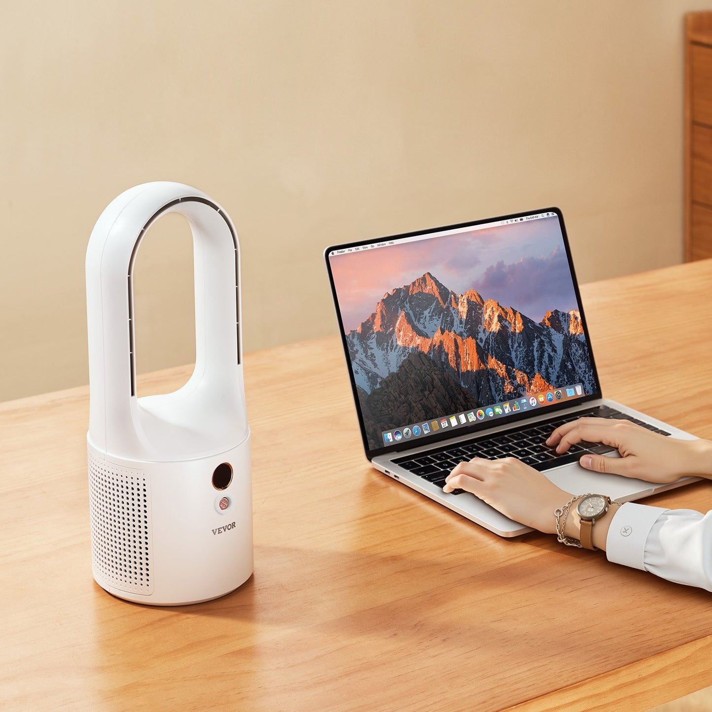 Bordsfläkt bladlös, 12,99 tums bärbar bordsfläkt, 6-växlad USB-laddningsbar, tyst kylande, liten tornfläkt med laddningsbart batteri, lätt att rengöra och barnvänlig, blåser kall luft för sovrum, kontor, hem
