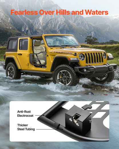 Jeep Tube Doors, 2-Door, Hunting Style Jeep Tubular Door with Heavy-Duty Hinges & OE Latch, Jeep Doors with Rubber Pads & Toughened Steel Tube, Fit for 2007-2018 Jeep Wrangler JK