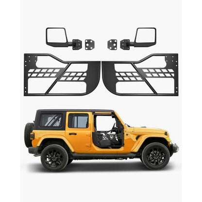 Jeep Tube Doors, 2-Door, Hunting Style Jeep Tubular Door with Heavy-Duty Hinges & OE Latch, Jeep Doors with Rear View Mirrors, Fit for 2018-2024 Jeep Wrangler JL & 2020-2024 Jeep Gladiator JT