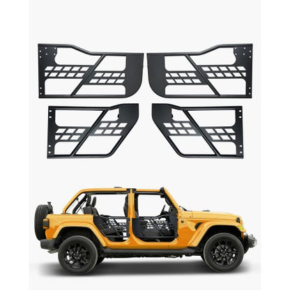 Jeep Tube Doors, 4-Door, Hunting Style Jeep Tubular Door with Heavy-Duty Hinges & OE Latch, Jeep Doors with Rubber Pads & Toughened Steel Tube, Fit for 2007-2018 Jeep Wrangler JK