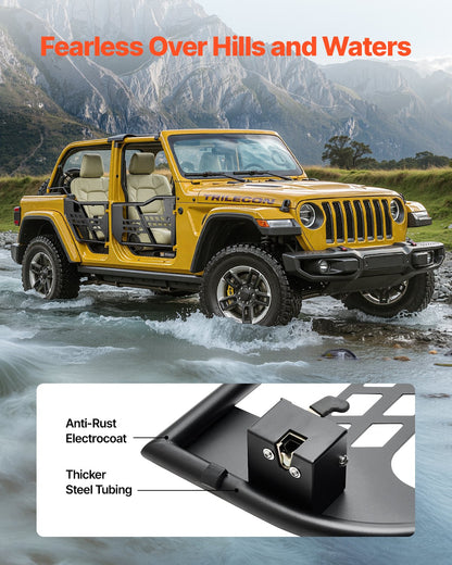 Jeep Tube Doors, 4-Door, Hunting Style Jeep Tubular Door with Heavy-Duty Hinges & OE Latch, Jeep Doors with Rubber Pads & Toughened Steel Tube, Fit for 2007-2018 Jeep Wrangler JK