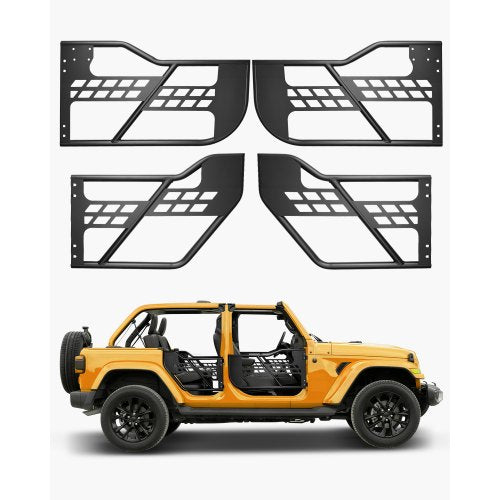 Jeep Tube Doors, 4-Door, Hunting Style Jeep Tubular Door with Heavy-Duty Hinges & OE Latch, Jeep Doors with Rubber Pads, Fit for 2018-2024 Jeep Wrangler JL & 2020-2024 Jeep Gladiator JT