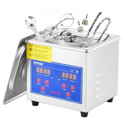 Professional Ultrasonic Cleaner, 0.3 L Ultrasonic Jewelry Cleaner with Digital Timer & Heater, Stainless Steel Industrial Sonic Cleaner 40kHz for Glasses, Watches, Rings, Small Parts