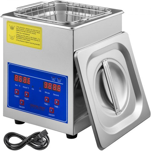 2L Ultrasonic Cleaner Machine Stainless Steel Ultrasonic Cleaning Machine Digital Heater Timer Jewelry Cleaning for Commercial Personal Home Use(2L)