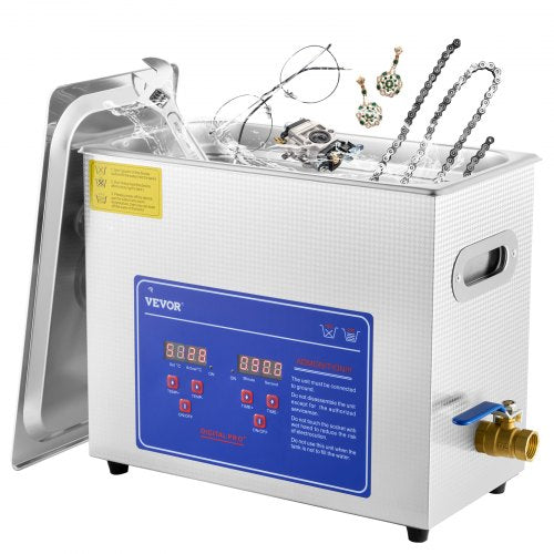 Professional Ultrasonic Cleaner, 6 L Ultrasonic Jewelry Cleaner with Digital Timer & Heater, Stainless Steel Industrial Sonic Cleaner 40kHz for Glasses, Watches, Rings, Small Parts