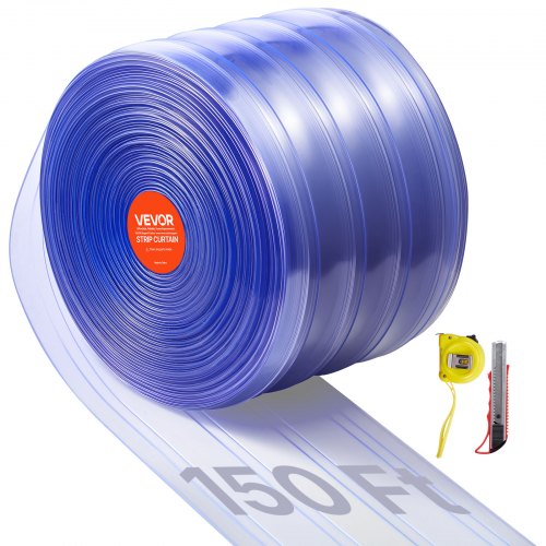 Klar PVC-listgardin, 45,7 m längd x 20 cm bredd, ribbad plastdörrlist i bulk, kylgardinremsor för inbyggda frysar, för dörröppningar till stormarknader, garage, lager, djurhus