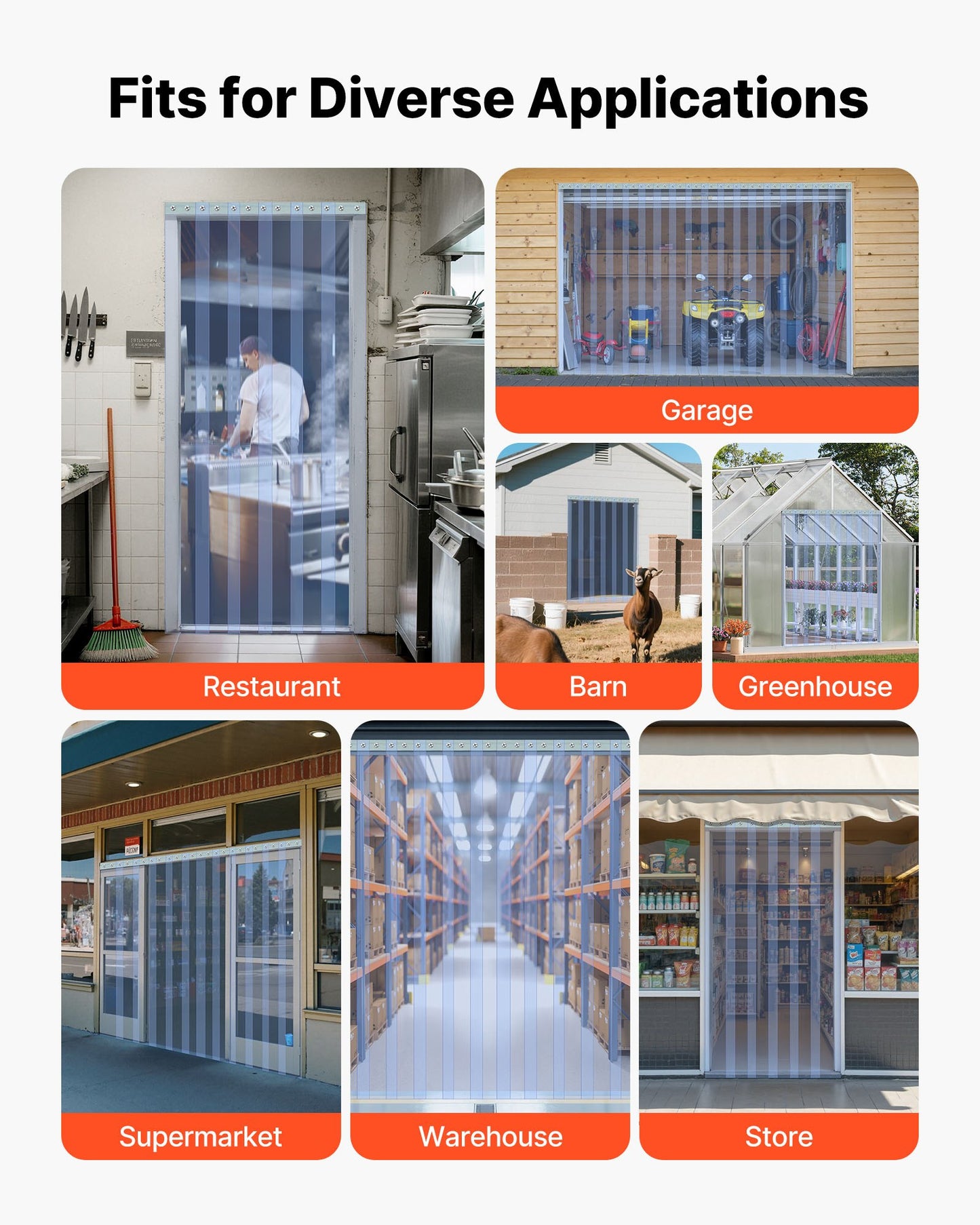 Klar PVC-listgardin, 45,7 m längd x 20 cm bredd, plastdörrlist i bulk, kylgardinremsor för inbyggda frysar, för dörröppningar till stormarknader, garage, lager, lador, husdjurshus