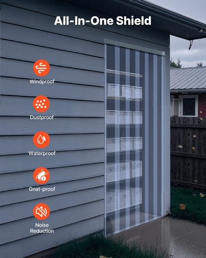 Klar PVC-listgardin, 45,7 m längd x 20 cm bredd, plastdörrlist i bulk, kylgardinremsor för inbyggda frysar, för dörröppningar till stormarknader, garage, lager, lador, husdjurshus