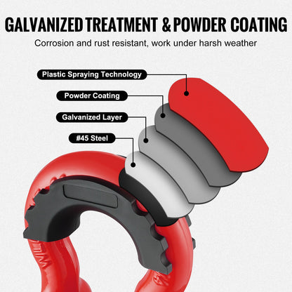 2 Pack 19 mm D Ring Shackle with 22.2 mm Screw Pin 28.5 Ton Break Strength