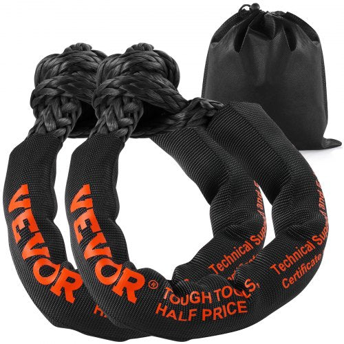 Soft Shackle Synthetic Recovery Rope 2PCS 1.3x56 cm 20 Ton Break Strength