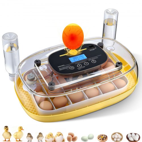 24 Egg Incubator, Automatic Egg Turner with LED Candler, Temperature & Humidity Control, 360° View Clear Window, Auto Water Refill, Poultry Eggs Incubators for Hatching Chicks Ducks Goose Quail