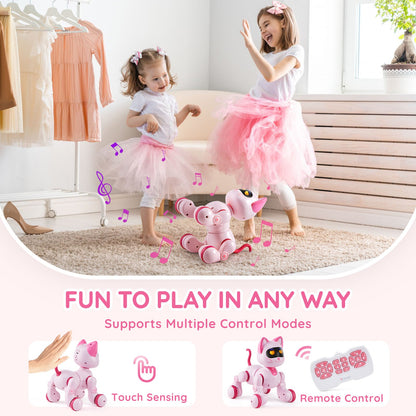 Remote Control Robot Cat Toy, RC Cat Programmable Smart Interactive Robotic Pet for Kids with Touch Control, Walking Singing Dancing RC Stunt Toy Cat for Age 3 4 5 6 7 8 10 Year Old Boys Girls