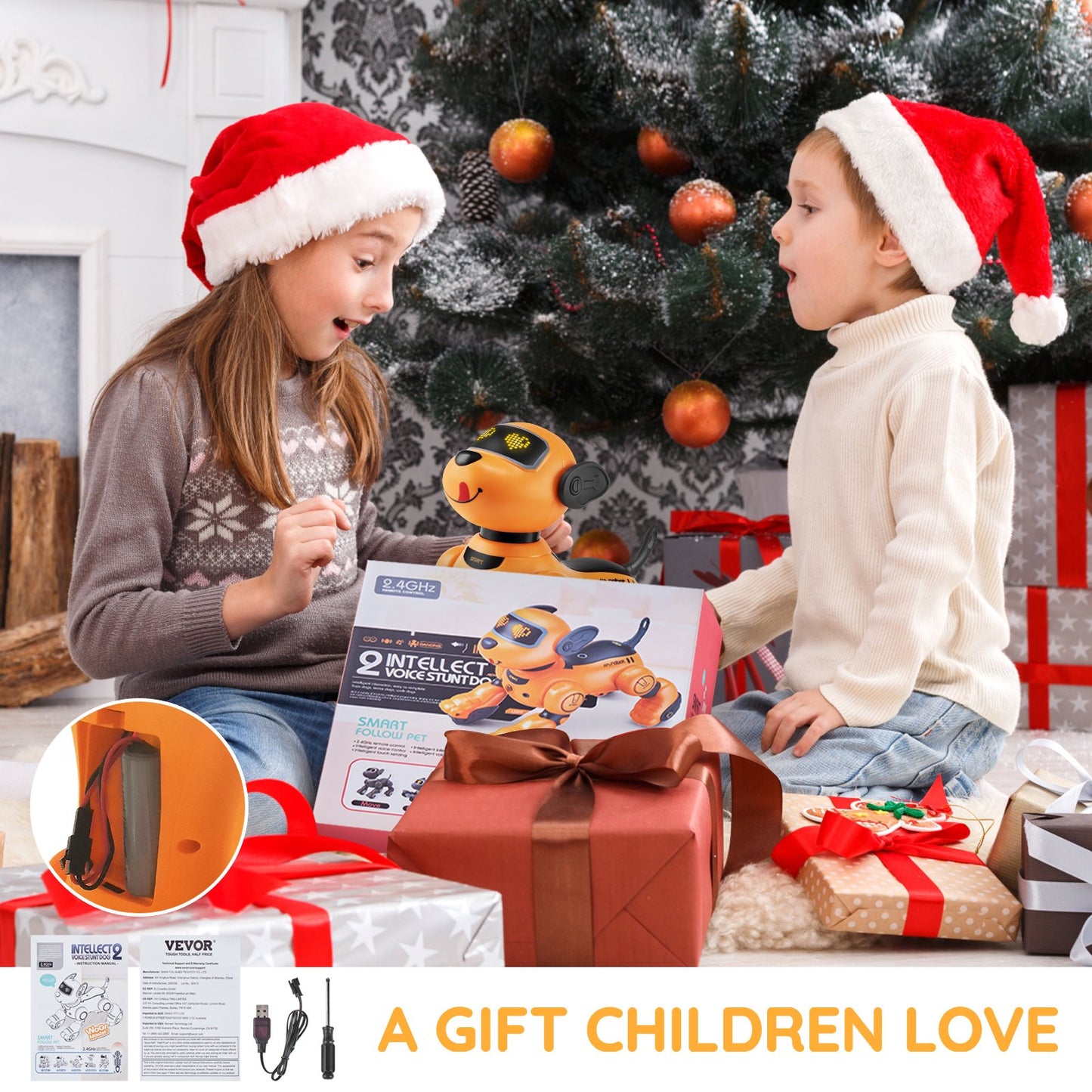 Remote Control Robot Dog Toy, 2.4GHz RC Dog Programmable Smart Interactive Robotic Pet for Kids with Follow Function, Touch & Voice Control, Singing Dancing RC Stunt Toy for Age 3+ Boys Girls