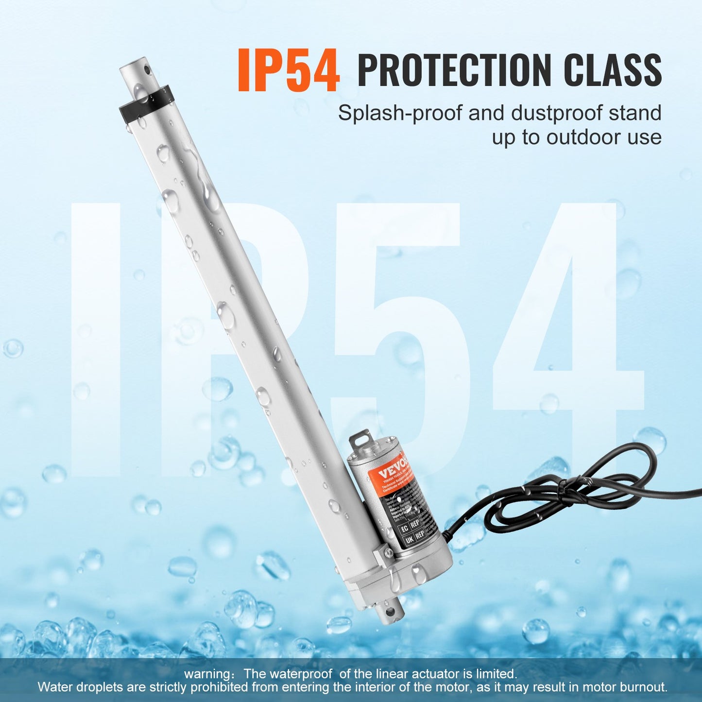 Linear Actuator 12V 30.5 cm High Load 149.7 kg/1500N 0.5 cm/s IP54 Protection