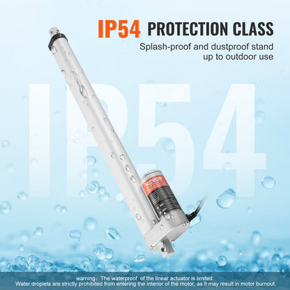 Linjär ställdon 12V 40,6 cm hög belastning 149,7 kg/1500N 0,5 cm/s IP54-skydd