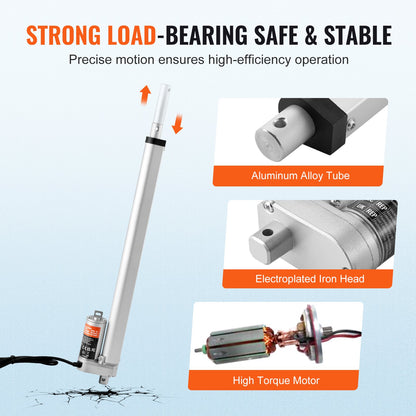 Linjär ställdon 12V 40,6 cm hög belastning 149,7 kg/1500N 0,5 cm/s IP54-skydd