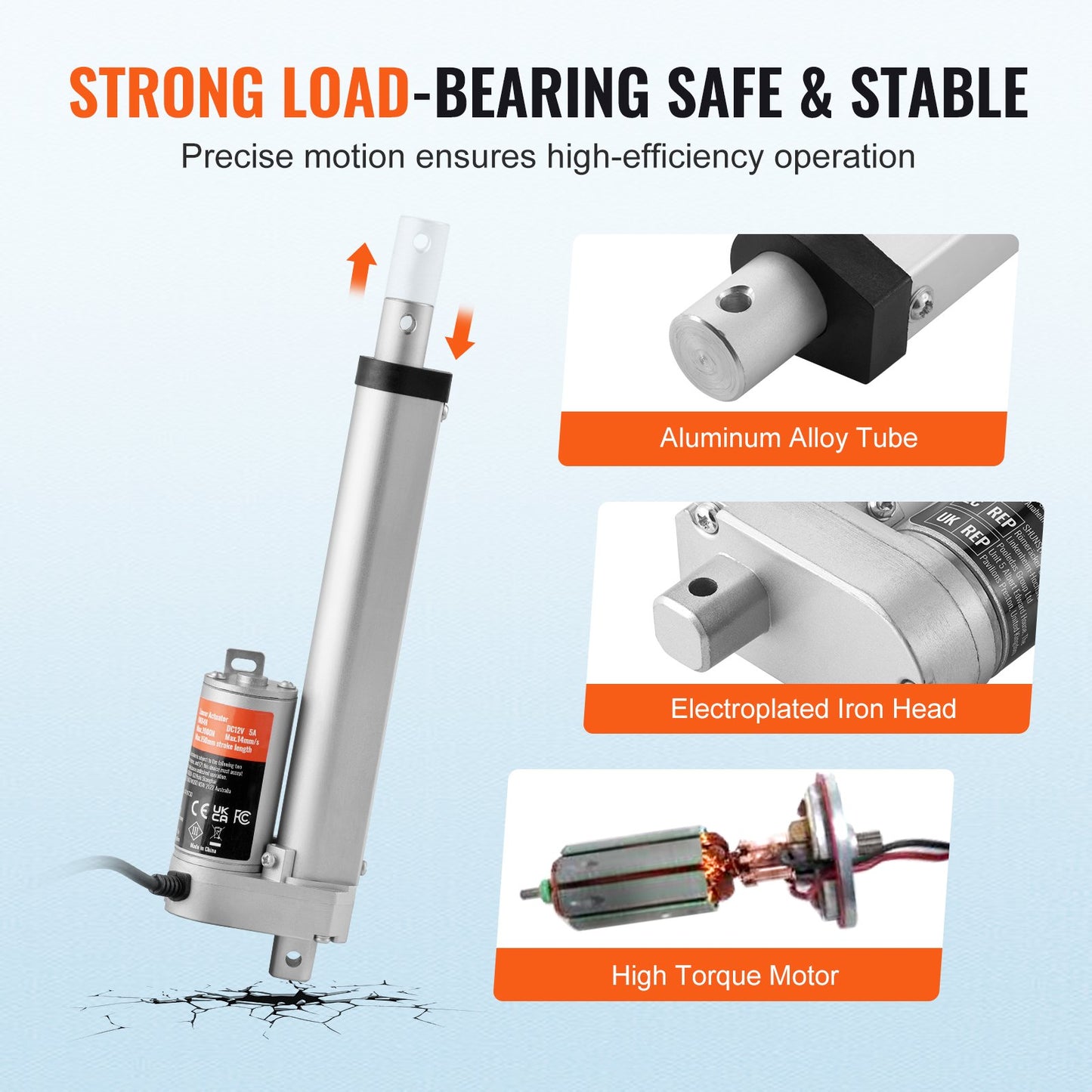 Linjär ställdon 12V 15,2 cm hög belastning 149,7 kg/1500N 0,5 cm/s IP54-skydd