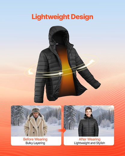 Heated Jacket for Women with 7.4V Battery, Soft Shell Electric Heating Coat, Windproof Lightweight Outerwear with 4 Heating Zones & 3 Heat Settings, for Hiking, Outdoor Work, Black