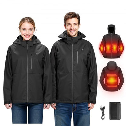 Heated Jacket for Men with 7.4V Battery, Soft Shell Electric Heating Coat, Windproof Waterproof Lightweight Outerwear with 5 Heating Zones & 3 Heat Settings, Machine Washable