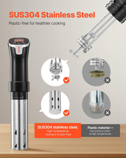 Sous Vide Precision Cooker, 1100W Sous-Vide Matlagningsmaskin, WIFI Immersion Cirkulator med 10 Förinställda Recept, LCD-pekskärm, Snabbuppvärmning, Noggrann Temperatur &amp; Timer, Appkontroll, Sous-Vide