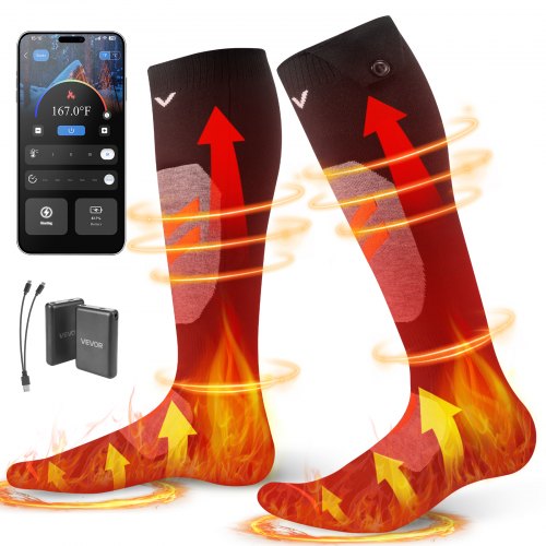 Heated Socks, Medium Size, 5000mAh Battery Rechargeable Heating Socks with 4 Heating Levels, Electric Heated Sock with APP Control for Men Women, Foot Warmer for Hunting Riding Camping Hiking