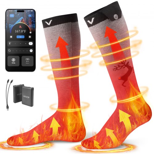 Heated Socks, 6000mAh Battery Powered, Rechargeable Heating Socks with 4 Heating Levels, Electric Heated Sock with APP Control for Men Women, Foot Warmer for Hunting Riding Camping Hiking
