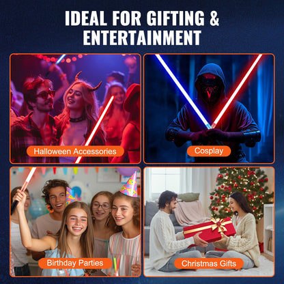 Light Sword, 2 Pack Light up Sword with 12 RGB Colors, 4 Sound Modes and Realistic Handle, Rechargeable Sword Toy for Adults and Kids, Christmas Day, Halloween Cosplay, Birthday