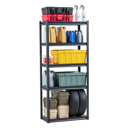 Storage Shelves, 2000 lbs, 5 Tier Garage Storage Shelving, 16" D x 32" W x 72" H Adjustable Metal Shelves for Garage Shelves Utility Rack Shelf, Ideal for Kitchen, Warehouse, Basement, Black