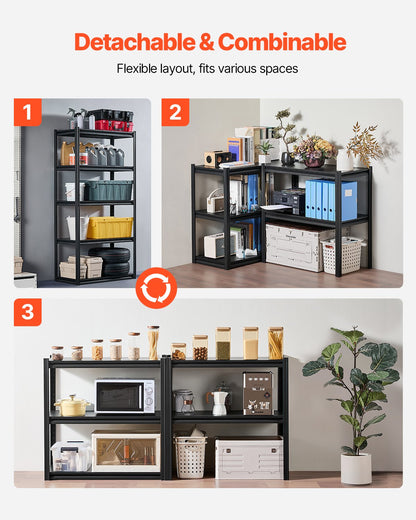 Förvaringshyllor, 900 kg, 5-vånings garageförvaringshylla, 46 cm D x 91 cm B x 183 cm H Justerbara metallhyllor för garagehyllor Verktygshylla, Perfekt för kök, lager, källare, Svart