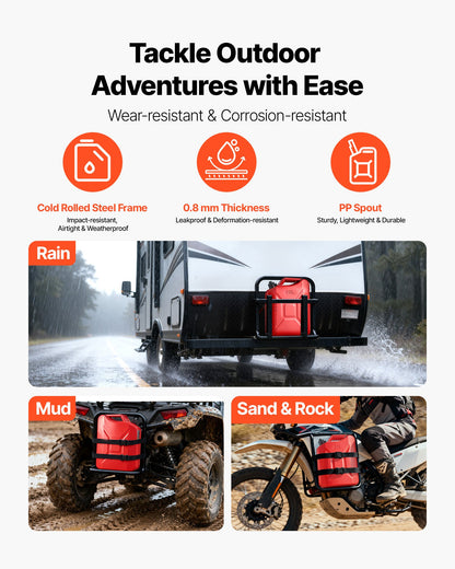 Metal Fuel Container, 20 L, Fuel Jerry Can with Spout and Comfort Handle, 6 L/min Max Flow Rate, Leakproof & Corrosion-resistant Metal Gas Tank Most Cars Motorcycle ATV UTV, Red