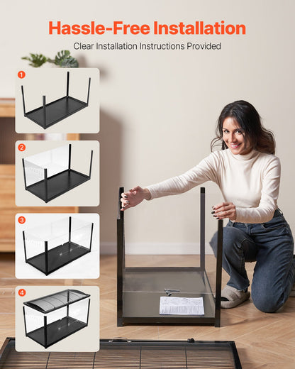 Hamsterbur, 360° visning, transparenta hamstermiljöer, smådjursbur, 91 x 46 x 59 cm, ventilerade musburar med ytterdörr, bärbart hamsterhus för råttor, marsvin