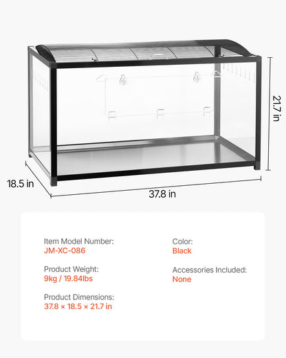 Hamsterbur, 360° visning, transparenta hamstermiljöer, smådjursbur, 91 x 46 x 59 cm, ventilerade musburar med ytterdörr, bärbart hamsterhus för råttor, marsvin