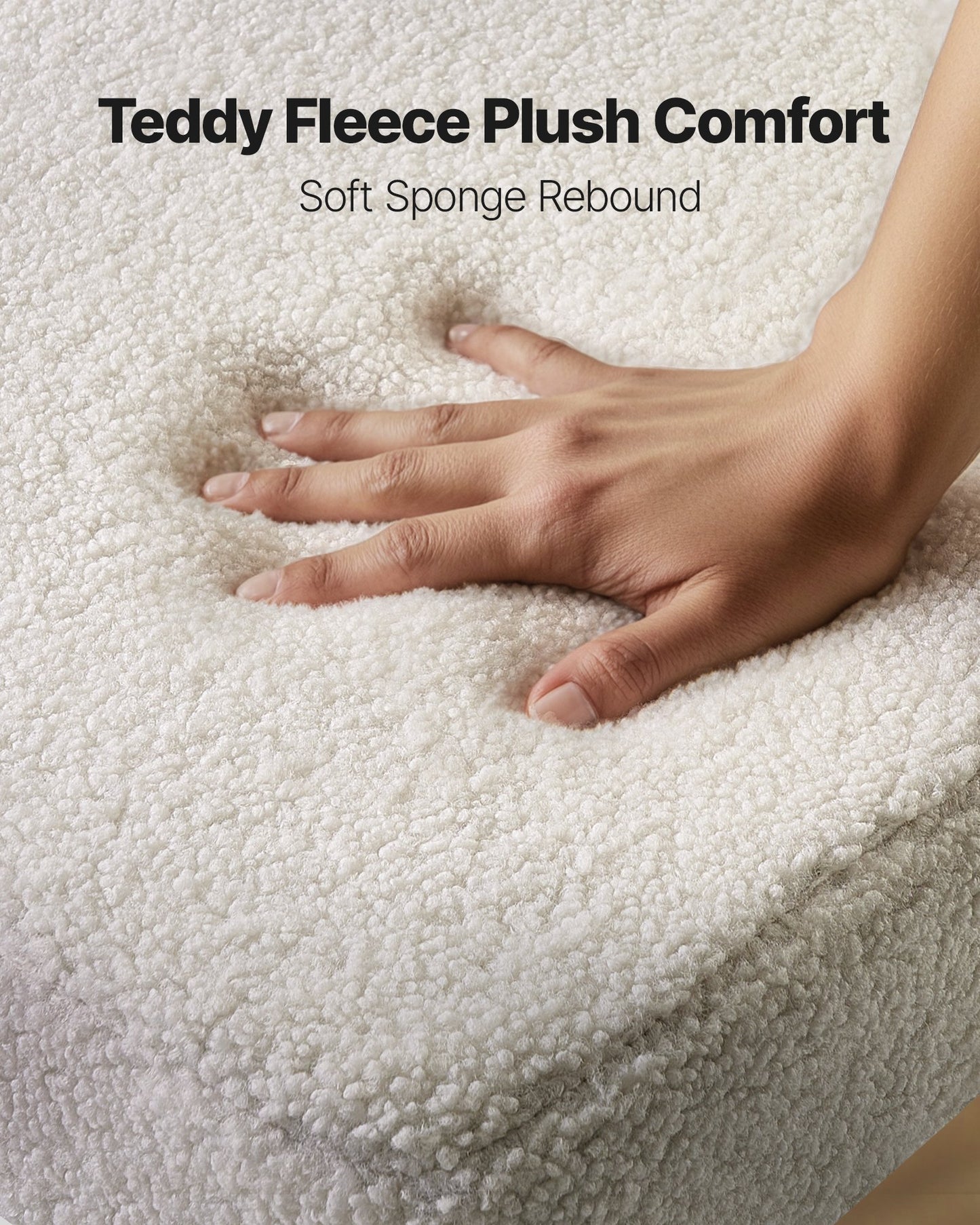 Boucle matstolar, set om 4, moderna sherpa-accentstolar i 50-talets moderna stil, klädd sidostol för matbord, platsbesparande vit köksbordsstol med böjt ryggstöd och svarta metallben